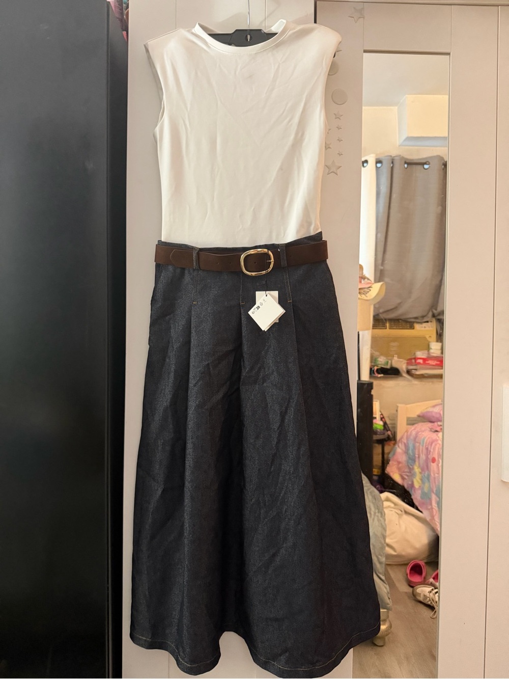 Classic A-Line Midi Skirt in Dark Denim - Picture 6 of 8